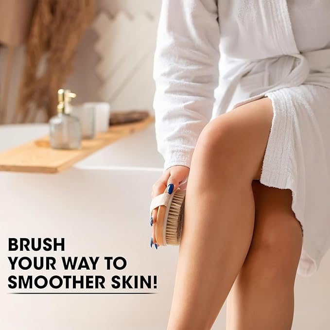 OPAZ Dry Body Brush 2 Pack, Natural Boar Bristle Exfoliating Brush