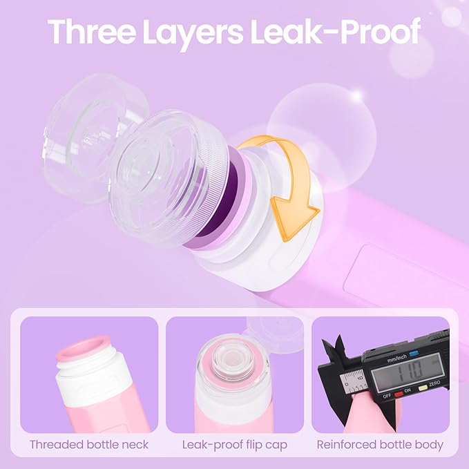 Redfly 17 Pack Travel Bottles for Toiletries, Tsa Approved 3oz Travel Size Containers, Leak Proof Travel Size Toiletries Bottles Silicone, BPA Free Refillable Shampoo Conditioners Kit, Purple