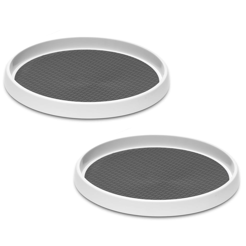 2 Set, 10 Inch Non-Skid Lazy Susan Organizers - Turntable Rack for Cabinet, Pantry Organization and Storage, Kitchen, Fridge, Bathroom Makeup Vanity Countertop, Under Sink Organizing, Spice Rack