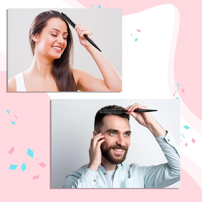 Small Round Nylon Bristle Curling Brush for Women's Hair Styling - Mini Quiff Roller for Blow Drying, Lifting Bangs, and Short Curly Hair, Beard Grooming Brush for Men
