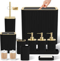 InnJoey Bathroom Accessory Set - Bathroom Set, 12PC Bathroom Accessories Set, Black Bathroom Accessories Set, Mini Trash Can, Toilet Brush, Trash Can & Soap Dispenser