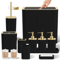 InnJoey Bathroom Accessory Set - Bathroom Set, 12PC Bathroom Accessories Set, Black Bathroom Accessories Set, Mini Trash Can, Toilet Brush, Trash Can & Soap Dispenser