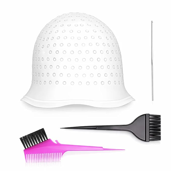 4Pcs Hair Highlighting Cap Set, Highlight Caps for Hair, Hair Dye Cap Suitable for DIY Home Hairstylist, Professional Salon Stylist