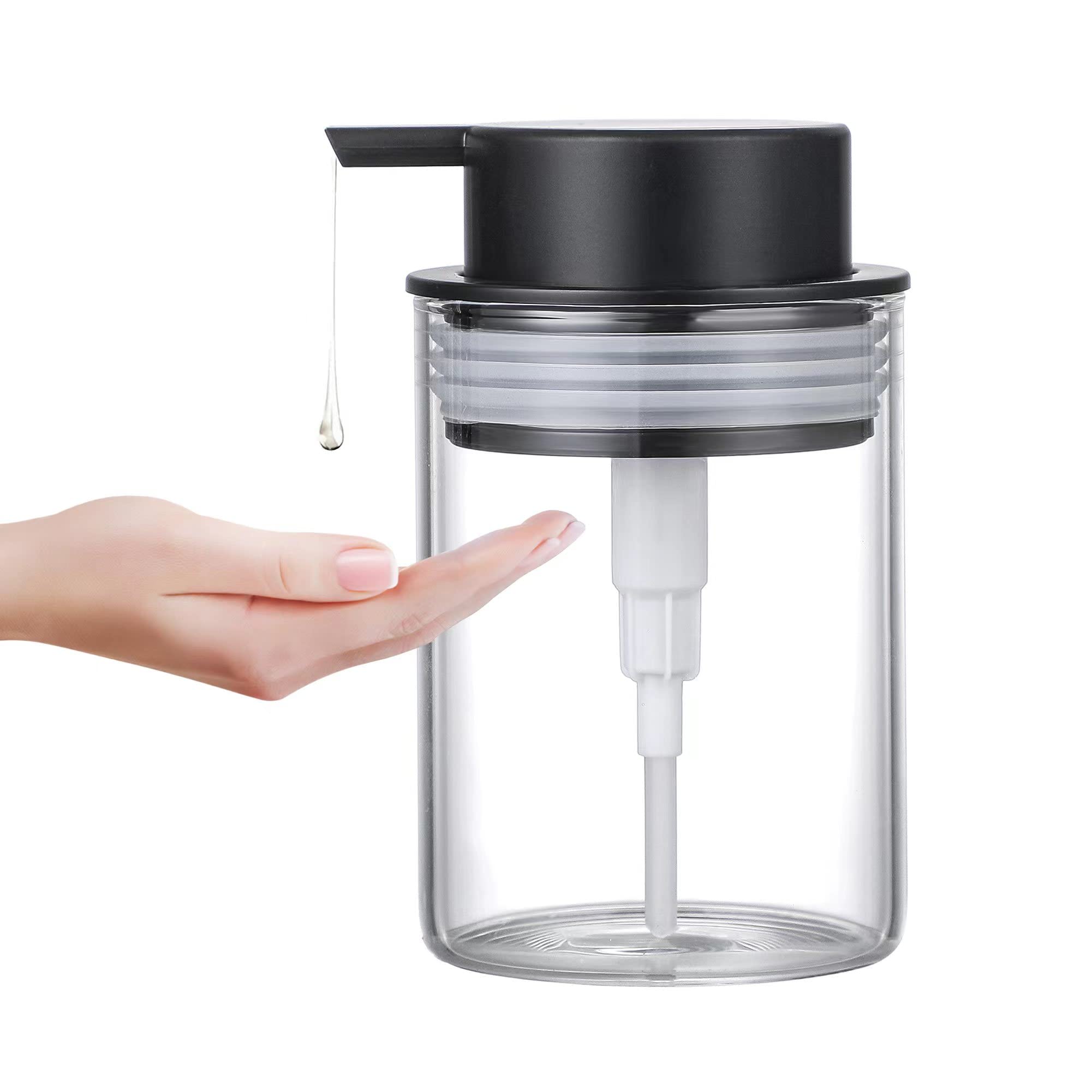 MKLZ Glass Dish Soap Dispenser, 10oz Hand Liquid Bottles with Plastic Pump