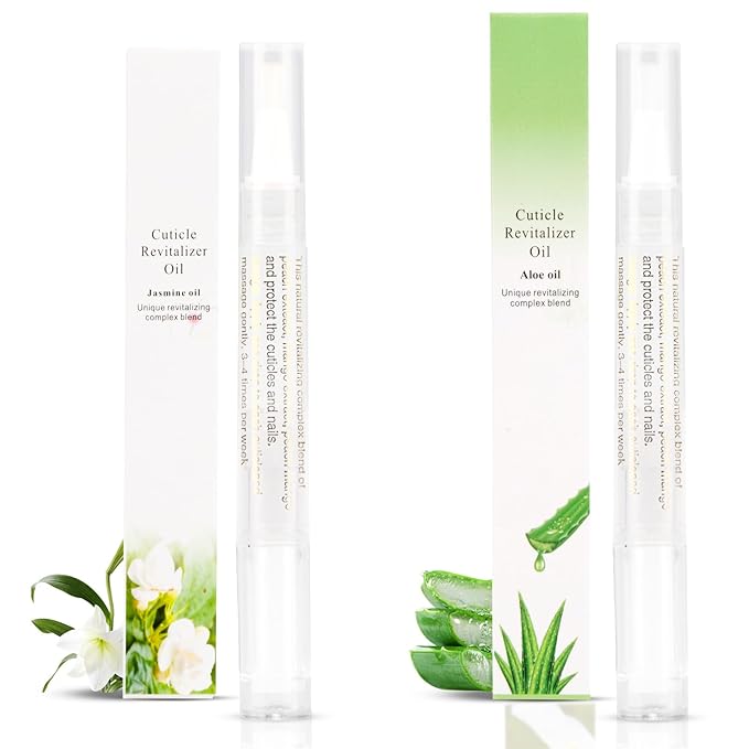 Meschett 2PCS Cuticle Oil Pens for Nail Care, Moisturizing Nail Oil Pen with Soft Brush, Hydrating Cuticle Oil for Dry Nails & Cuticles (Aloe & Jasmine Flavor)