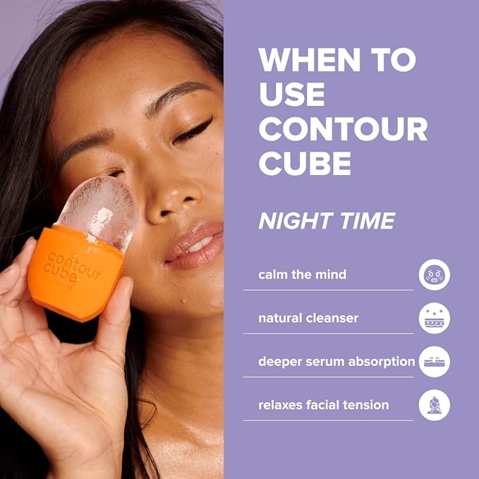 Contour Cube Original - Ice Roller for Sculpting & De-Puffing - Face Ice Roller & Massager with BPA-Free Silicone - Ice Mold for Face - Skin Care Tools for Daily Skincare (180ml) - Peach