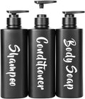 AUMIO 16.9oz Bathroom Soap Dispenser Set, Refillable Shampoo and Conditioner Bottles, Empty Bottles with Pump for Shampoo, Conditioner, or Body Wash, Matte Black Shower Dispensers, Set of 3