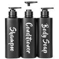AUMIO 16.9oz Bathroom Soap Dispenser Set, Refillable Shampoo and Conditioner Bottles, Empty Bottles with Pump for Shampoo, Conditioner, or Body Wash, Matte Black Shower Dispensers, Set of 3