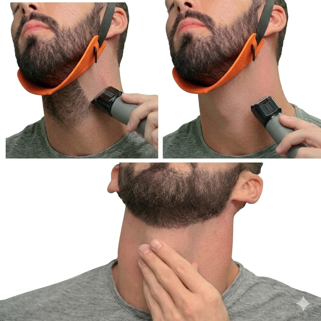 Quality Time Beard Shaping Template Kit, 2 Premium Multi-Style Beard & Neckline Guides: Hands-Free, Two Tools for Defined Beard Lines, DIY, Use with Trimmer or Razor, Made in USA