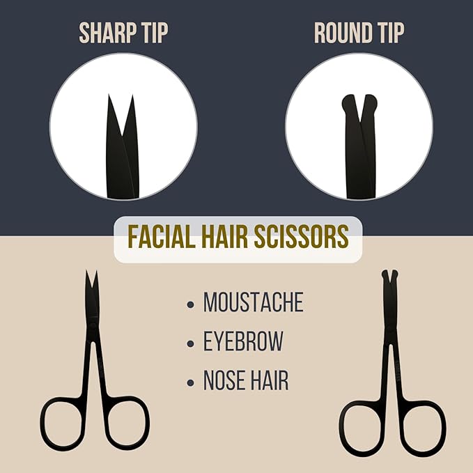 Hair Brush And Comb Set For Men-Boar Bristle Hair Brush,Beard & Wave Brush,Fine Tooth and Wide Tooth Wooden Beard Comb,Facial Grooming Scissors for Eyebrow, Nose Hair, Mustache