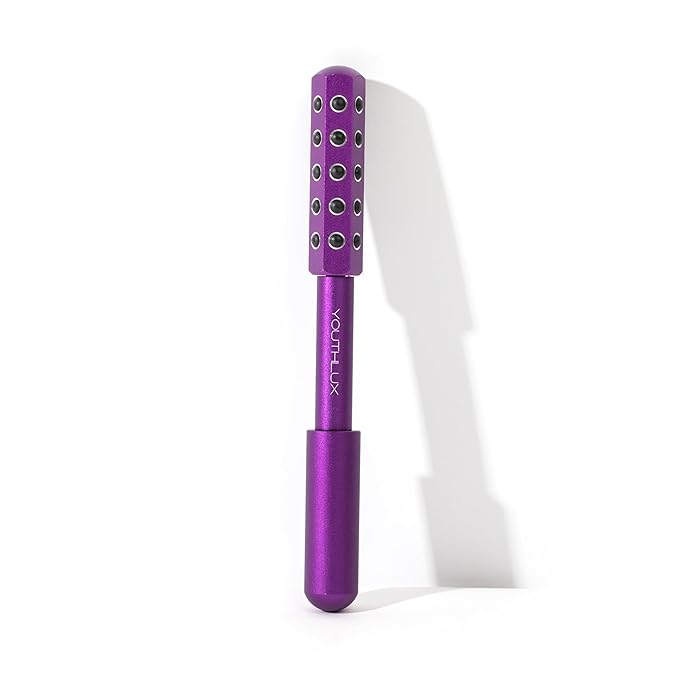 YOUTHLUX Radiance Roller – Germanium Stone Facial Massage Tool/Wand Face Roller for Lifting, Sculpting, De-Puffing, Glow Boost, Energizing & Cooling Effect (Purple)