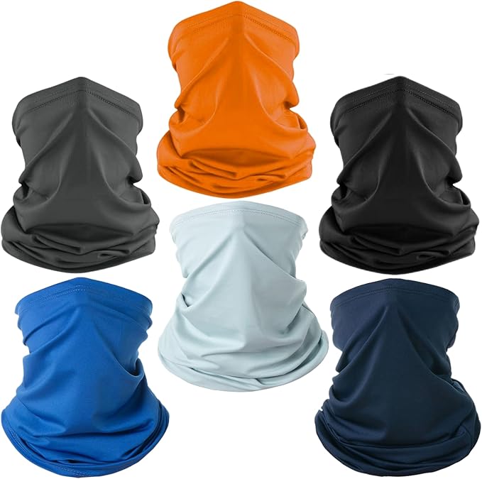 6 Pack Neck Gaiter Balaclava Bandana Gator Face Mask Scart Cover Breathable Sun Protection Headwear for Men Women (6 Pack MIX Color)