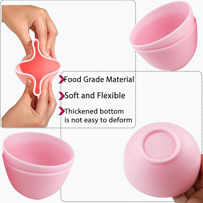 6 Pack Silicone Face Mask Mixing Bowls - Microwave & Freezer Safe, Non-Stick Esthetician Bowls for DIY Skincare, Clay Masks, Hair Color, 3.3-inch Esthetician Supplies(Pink)