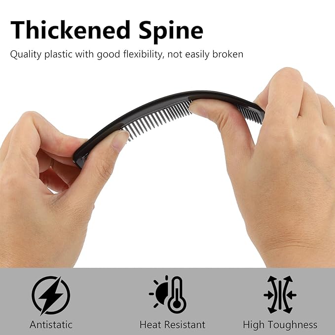 BTYMS 24 Pcs Plastic Hair Combs Pocket Sized- 5" Black Mens Comb with Fine and Wide Tooth Comb for Hair, Beard, and Mustache Styling