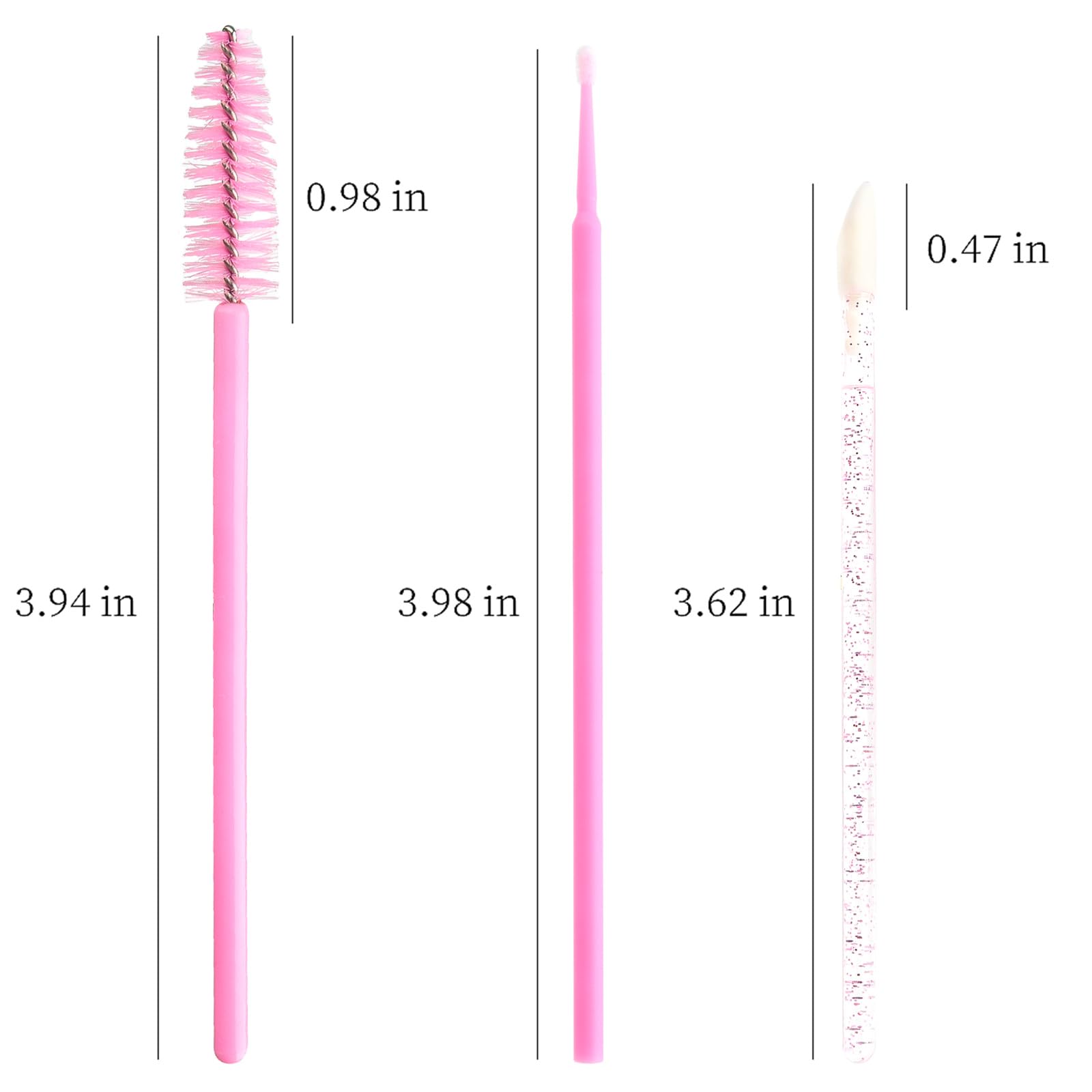 300 PCS Eyelash Extension Supplies Kit Disposable Micro Brush Eyebrow Lash Spoolies Lip Stick Brush Mascara Wand Applicator Makeup Brush Tool (Pink Sets)