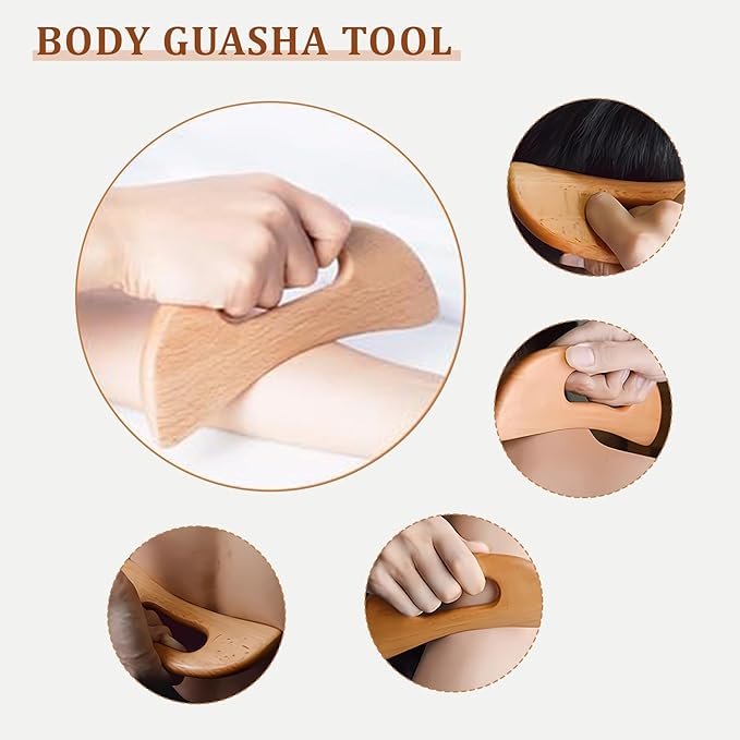 Toyven 3Pcs Wood Therapy Massage Tools Set for Body Sculpting