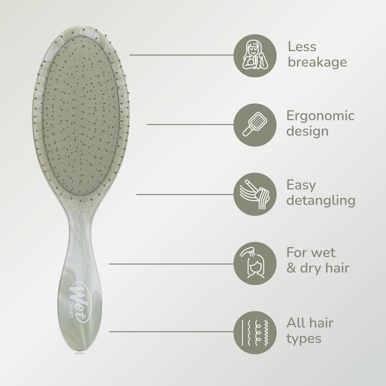 Wet Brush Original Detangler Hair Brush, Green (Watercolor Waves), Ultra-Soft IntelliFlex Bristles, Detangling Bristles Glide Through Tangles (Wet Dry & Damaged Hair), Women & Men