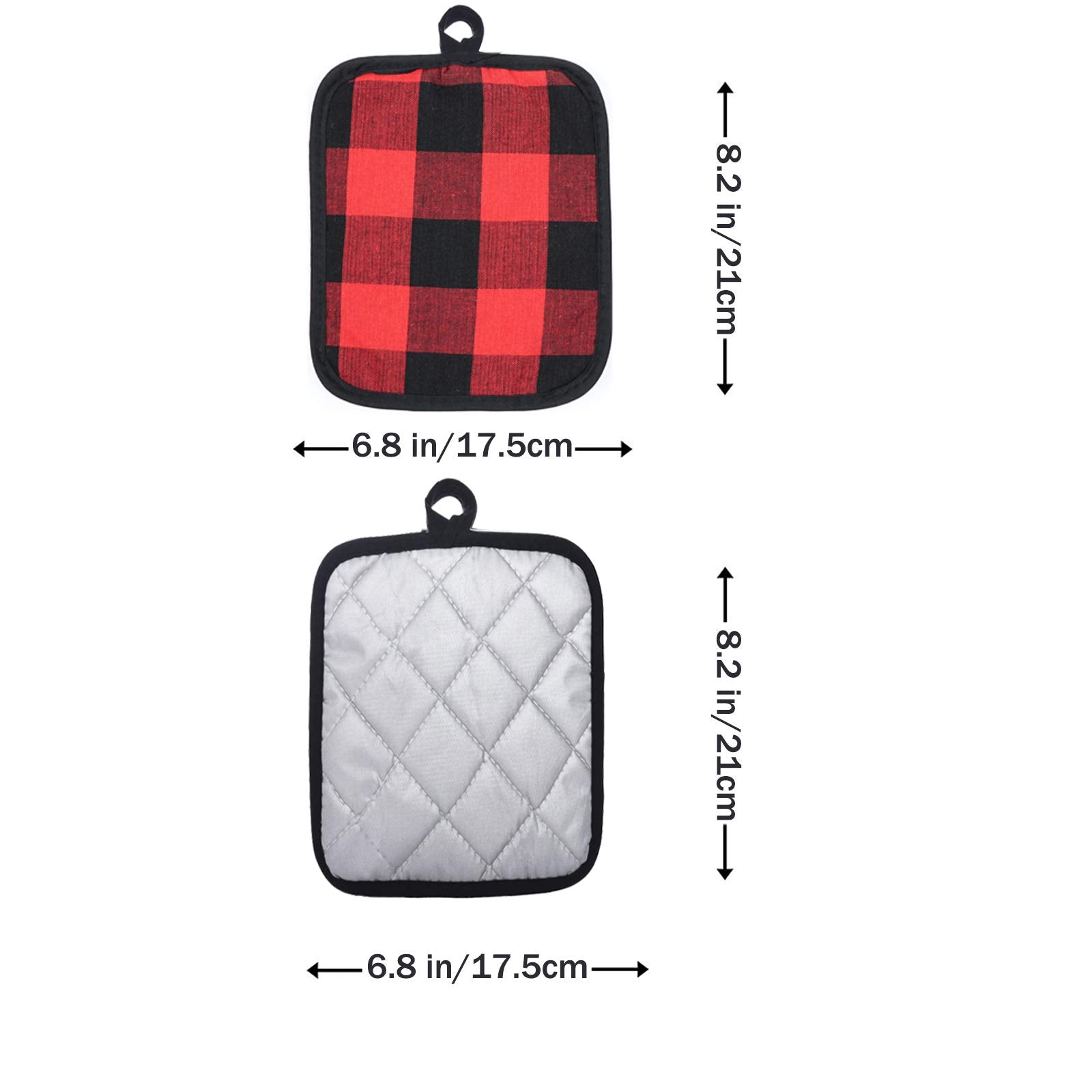 Win Change Oven Mitts and Potholders BBQ Gloves-Oven Mitts and Pot Holders with Recycled Infill Silicone Non-Slip Cooking Gloves for Cooking Baking Grilling (4-Piece Set) (Black/Red)