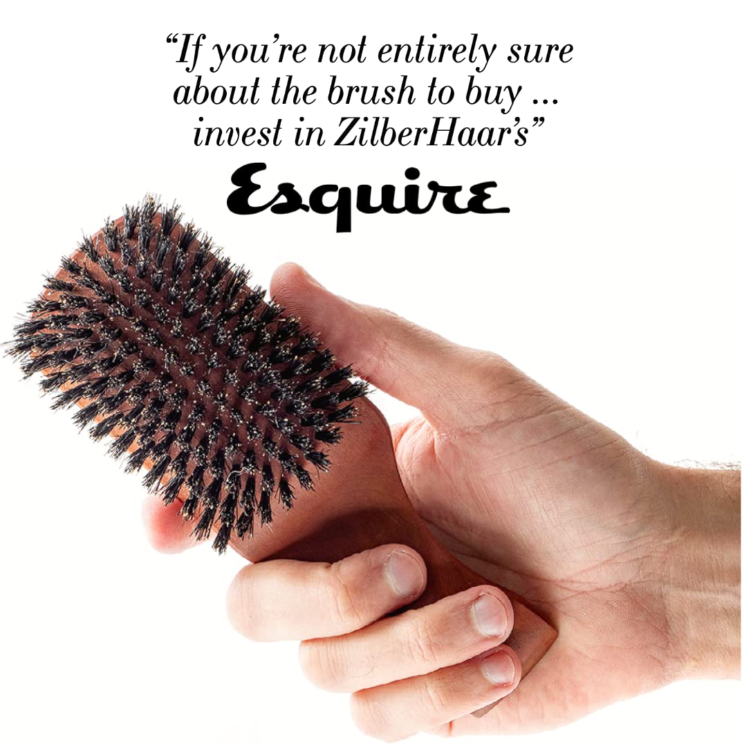 ZilberHaar Major Hair & Beard Brush, Stiff Boar Bristles, Natural Hardwood
