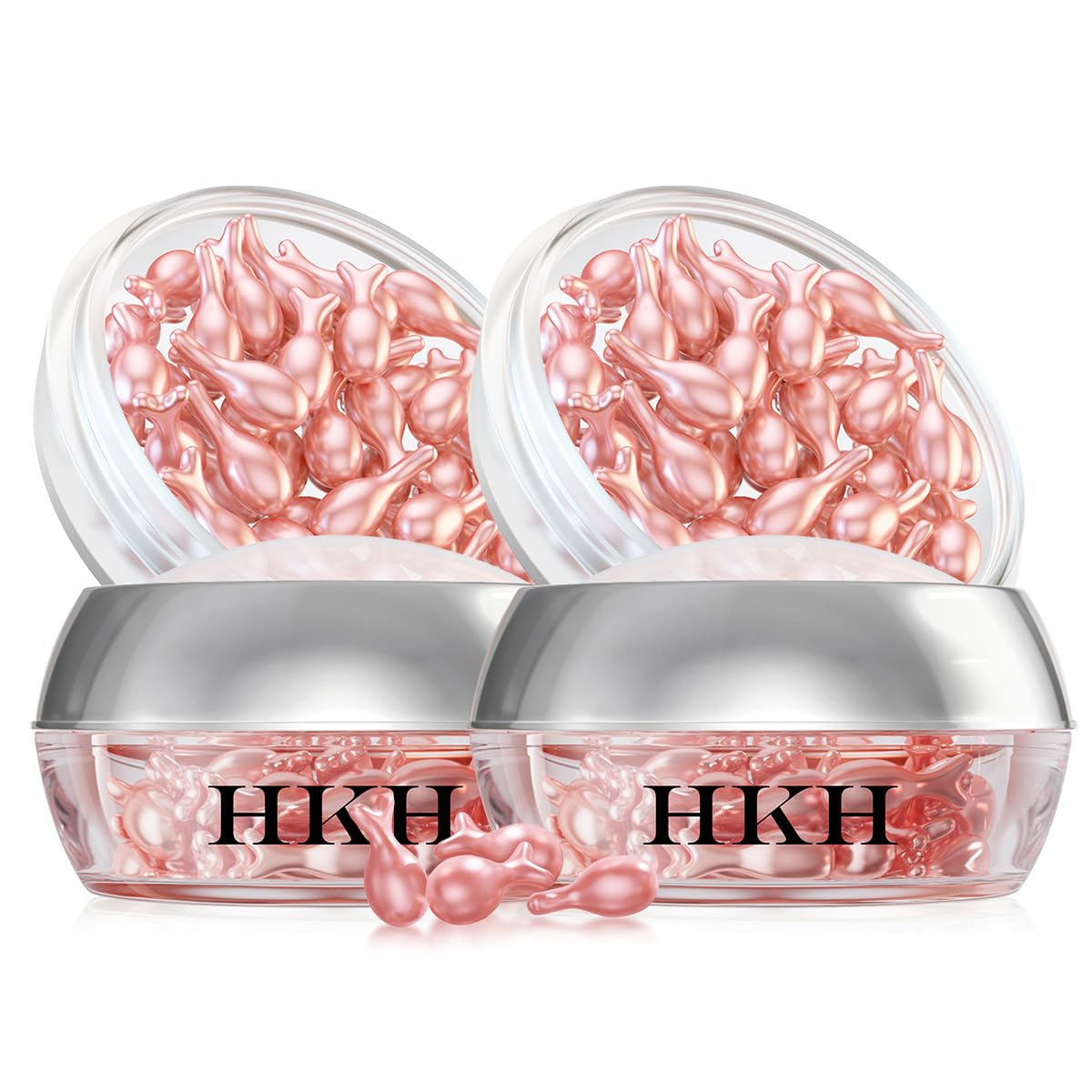 HKH Vitamin C Serum For Face: 76 Capsules Anti-Aging Wrinkles With Vit C & Vitamin E Serum For Women Over 30+ - Reducing Fine Lines - Smoothing & Firming Skin - Travel Friendly（38+38Ct）