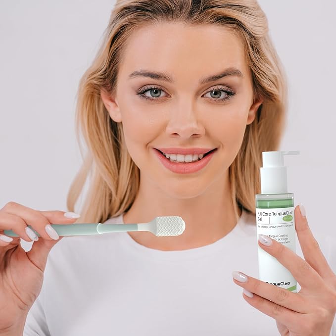 Tongueclear Soft Oral Cleaner & Gel Kit | Silicon Oral Mucosal Cleaner with Air Bag | Mouth Odor Eliminator | Fresh Mint (Set of 1)…