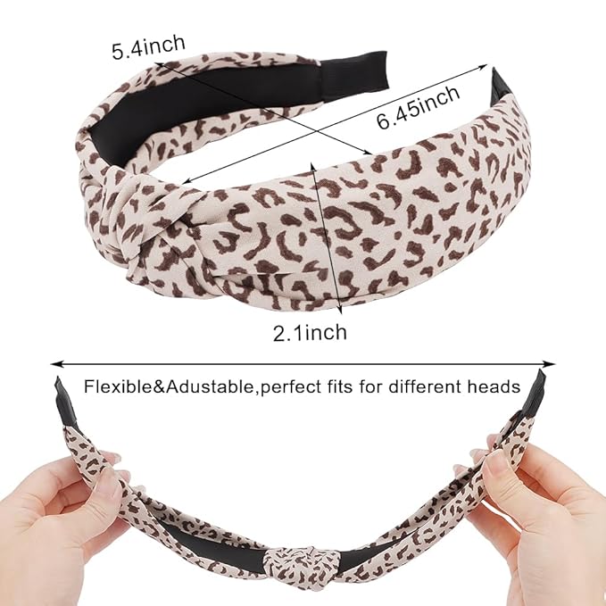 AHONEY 5 Pack Knotted Headbands for Women Trendy Fashion Thick Headbands Top Knot Non Slip Cute Hair Accessories Multi-style Headband Pack Diademas Para Mujer (Neutral)