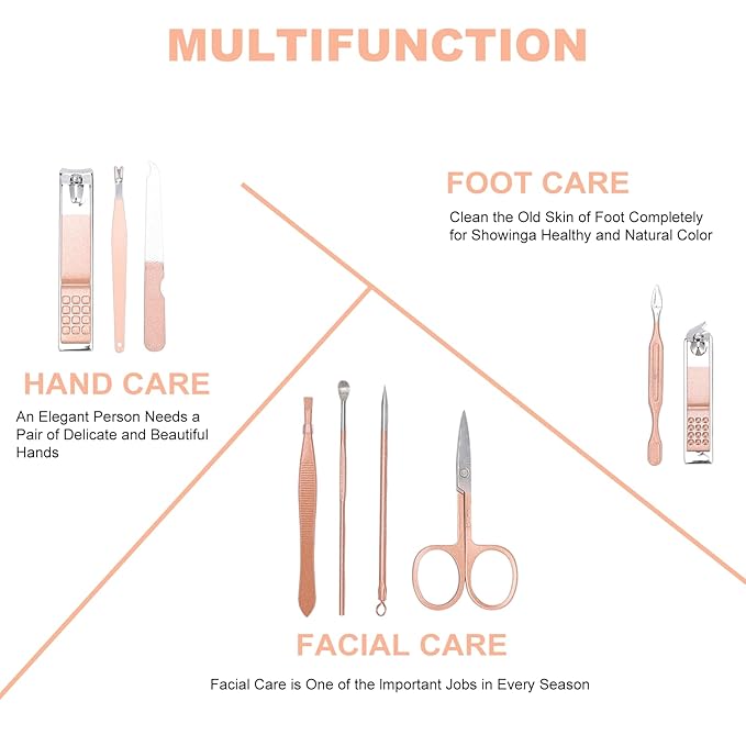 9 PCS Premium Manicure Set, AULLUA Nail Clippers, Professional Grooming Gift Kit, Pedicure Kit, Stainless Steel Facial, Cuticle, Nail Care Tools with Luxurious Portable Travel Case, for Women & Men