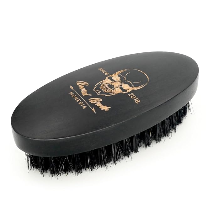 Menesia Black Soft Boar Bristle Beard Brush for Men