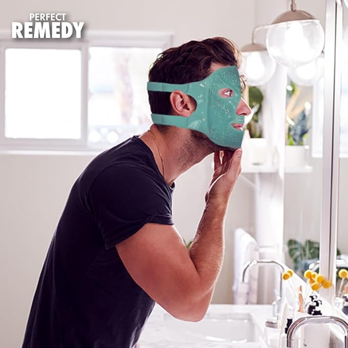 Perfect Remedy Face Ice Pack, Reusable Hot & Cold Ice Face Mask, Gel Compress for Helping with Puffy Eyes and aiding in Conditions of Swelling, Facial Spa Cooling Mask for Women and Men (Green)