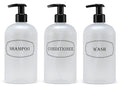 16 oz Shampoo, Conditioner, Wash Refillable Empty Plastic Pump Bottle Dispenser Set (Frosted Clear)