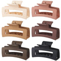 Sisiaipu Hair Clip, 3.5 Inch Medium Square Claw Clips Rectangle Clips 6 Pack Rubber Paint Acrylic Plastic Metal, Non-Slip Design for Women Girls - Coffee