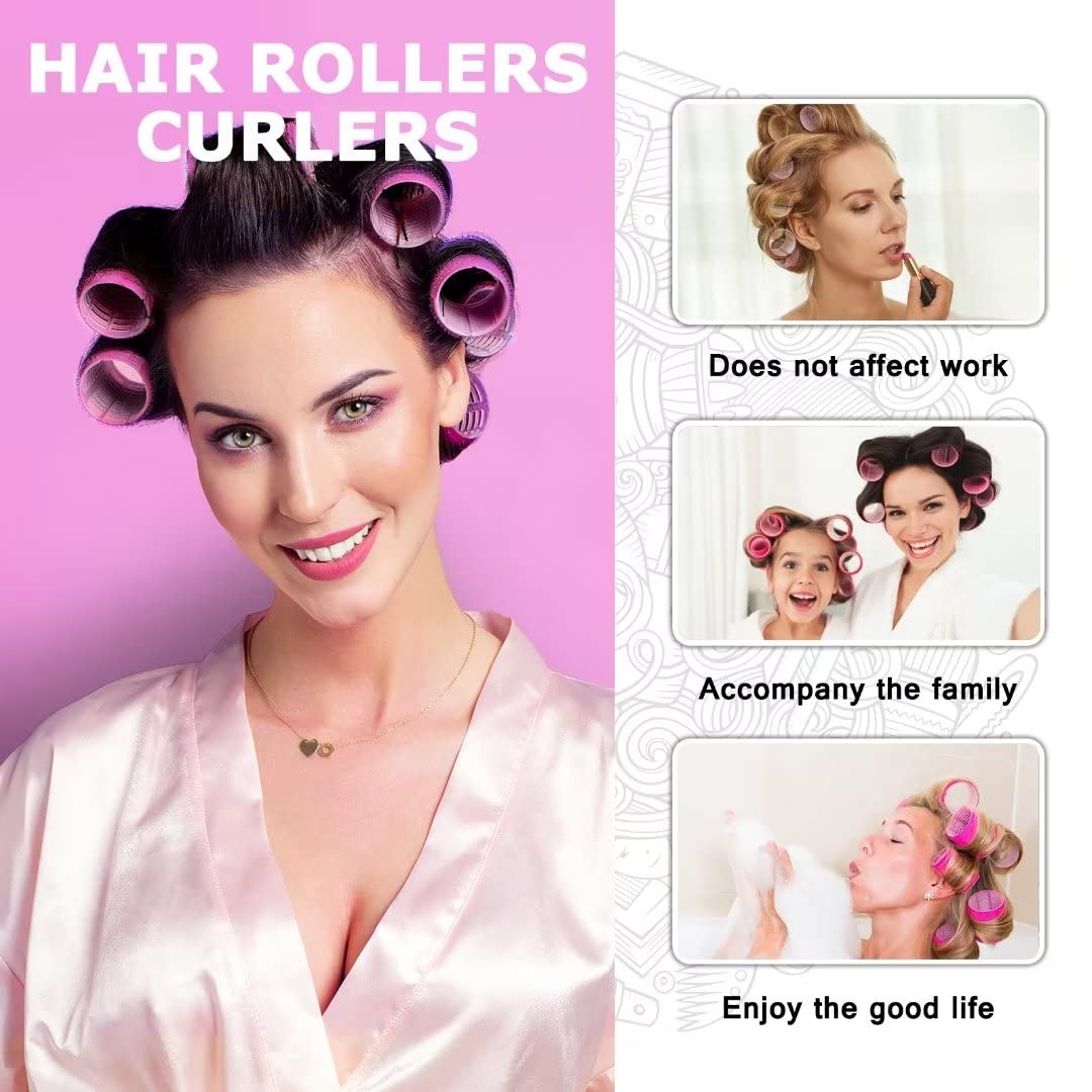 Sungenol Self Grip Hair Rollers Set, 18 Rollers in 3 Sizes with Clips