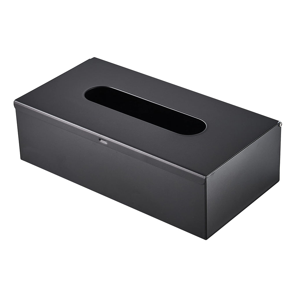 JunSun Rectangular Tissue Box Cover Tissue Box Holder Napkin Holder Tissue Storage Box Facial Tissue Holder Decorative Holder For Bathroom Bedroom Nightstand Office Dresser-Stainless Steel Matte Black
