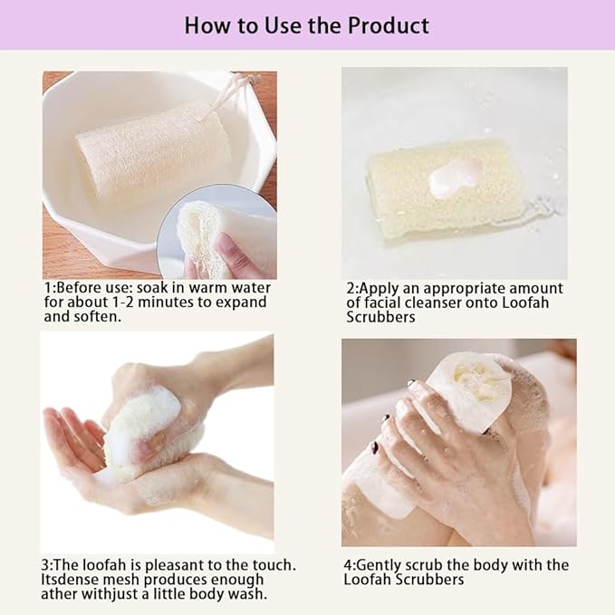 haikuluo Natural Loofah Sponge,3 Pack