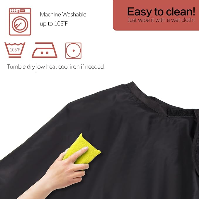 YELEGAI Short Barber Cape, Waterproof Nylon Salon Hair Cutting Cape, Makeup Artist Cape Apron, Shorty Smock for Clients, for Hair Dye, Comb-Out, Styling, Shampoo