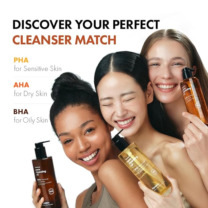 Hanskin BHA Pore Cleansing Oil - Korean Deep Pore Cleansing Makeup & Sebum Remover XL for Oily & Combination Skin, Lightweight Double Cleansing Oil, 10.14 oz