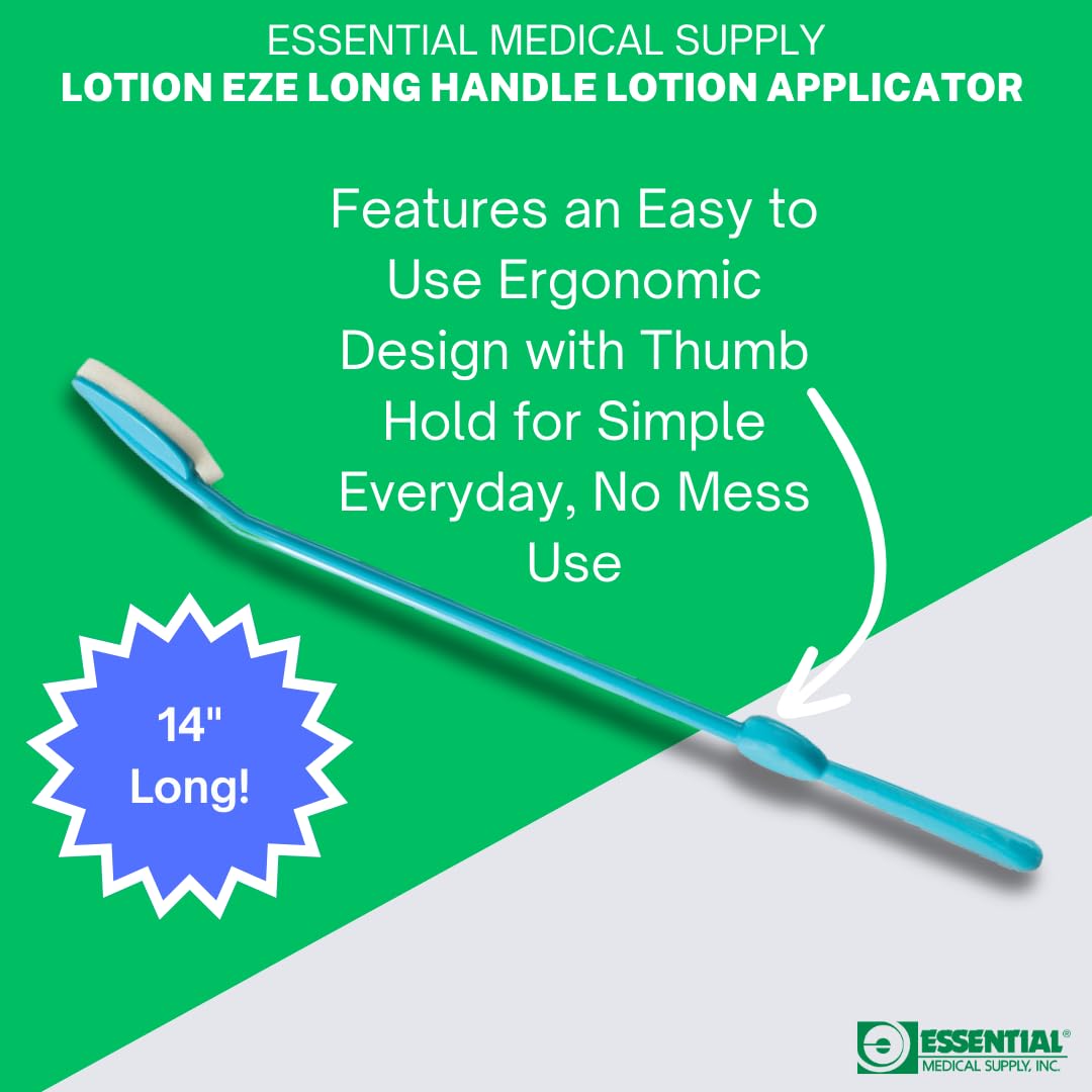 Essential Medical Supply Lotion EZE Long Handle Lotion Applicator with Sponge in a Pack of 2 - Perfect for Applying Sunscreen and Lotion to Back and Hard-to-Reach Areas