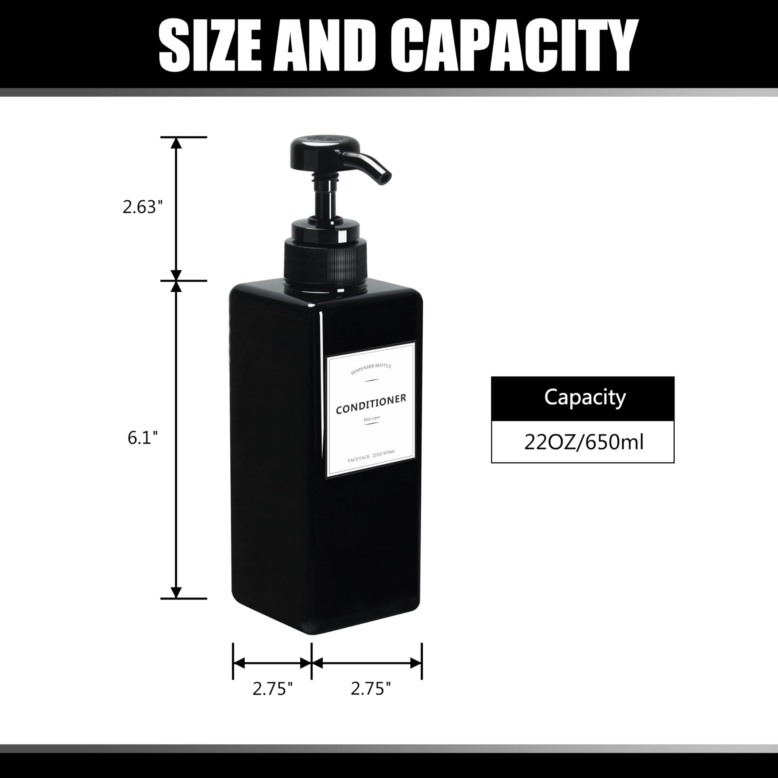 Soap Dispenser, YACEYACE 22oz Set of 3 Empty Hand Soap Dispenser