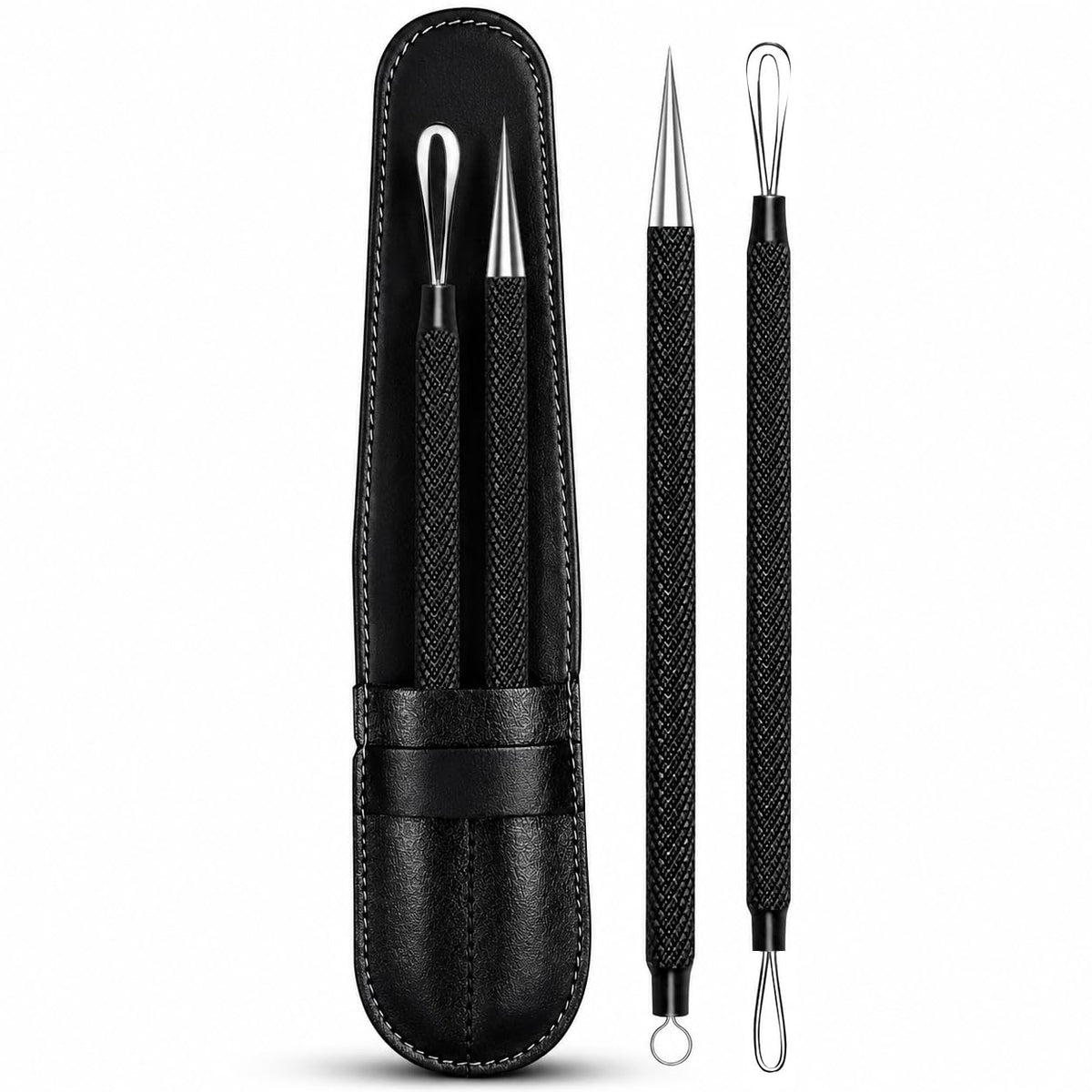 2Pcs Stainless Steel Pimple Extractor Acne Tool Surgical Blackhead Remover