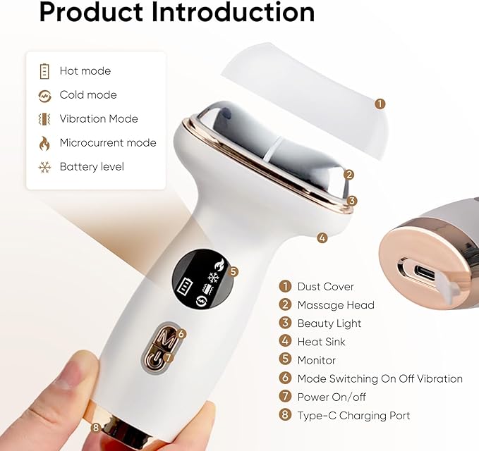 Kdune 7-in-1 Microcurrent Facial Device, Red Light Therapy Face Massager with Hot & Cold Gua Sha for Morning Depuffing & Daily Skin Care