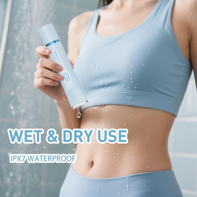 Bikini Trimmer for Women,2-in-1 Electric Razors for Womens with Painless Ceramic Blades,Waterproof Wet & Dry Use,Rechargeable Dual Head Electric Shaver for Pubic Legs Underarm Face Hairs& Body