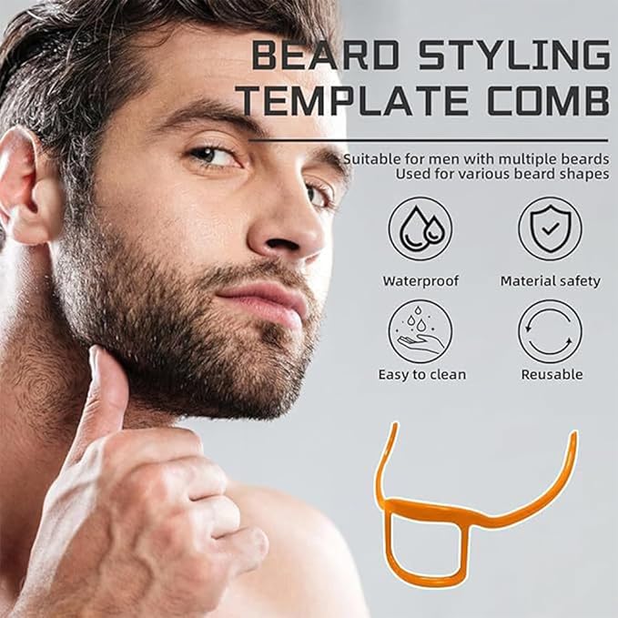 ANQIA Beard Styling Template Goatee Mustache Grooming Guide Stencil Lineup Tool Shaving Template for Men Face Hair Styling Hairline Shaping Orange