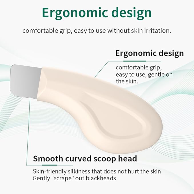 Vangines Blackhead Remover Tool, Stainless Steel Face Scraper, Manual Skin Scrubber Face Spatula with Silicone Cover for Nose, Chin and T-Zone, Skin Care Tool for Men and Women(Beige