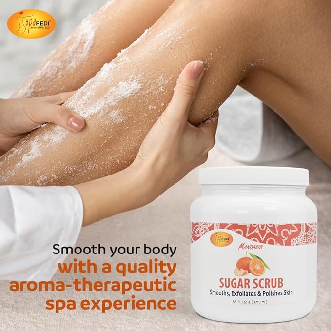 SPA REDI 2-in-1 Exfoliating Body Scrub & Lotion – Water-Free Sugar Scrub for Calluses, Rough Skin & Pre-Tan Prep | Non-Drip, Streak-Free Formula | Salon & At-Home Use | Made in USA | 58 oz