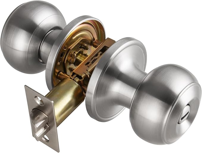 Brushed Nickel Door Knobs Interior,Bath & Bed Privacy Door Knob, Keyless Door Lock Round Doorknobs