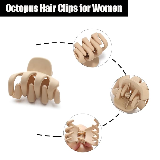 Cobahom 24 Pack Small Hair Claw Clips 1.2 Inch Matte Hair Clips for Thin Hair No-Slip Mini Hair Clips Hair Styling Accessories for Women and Girls (Matte Apricot)