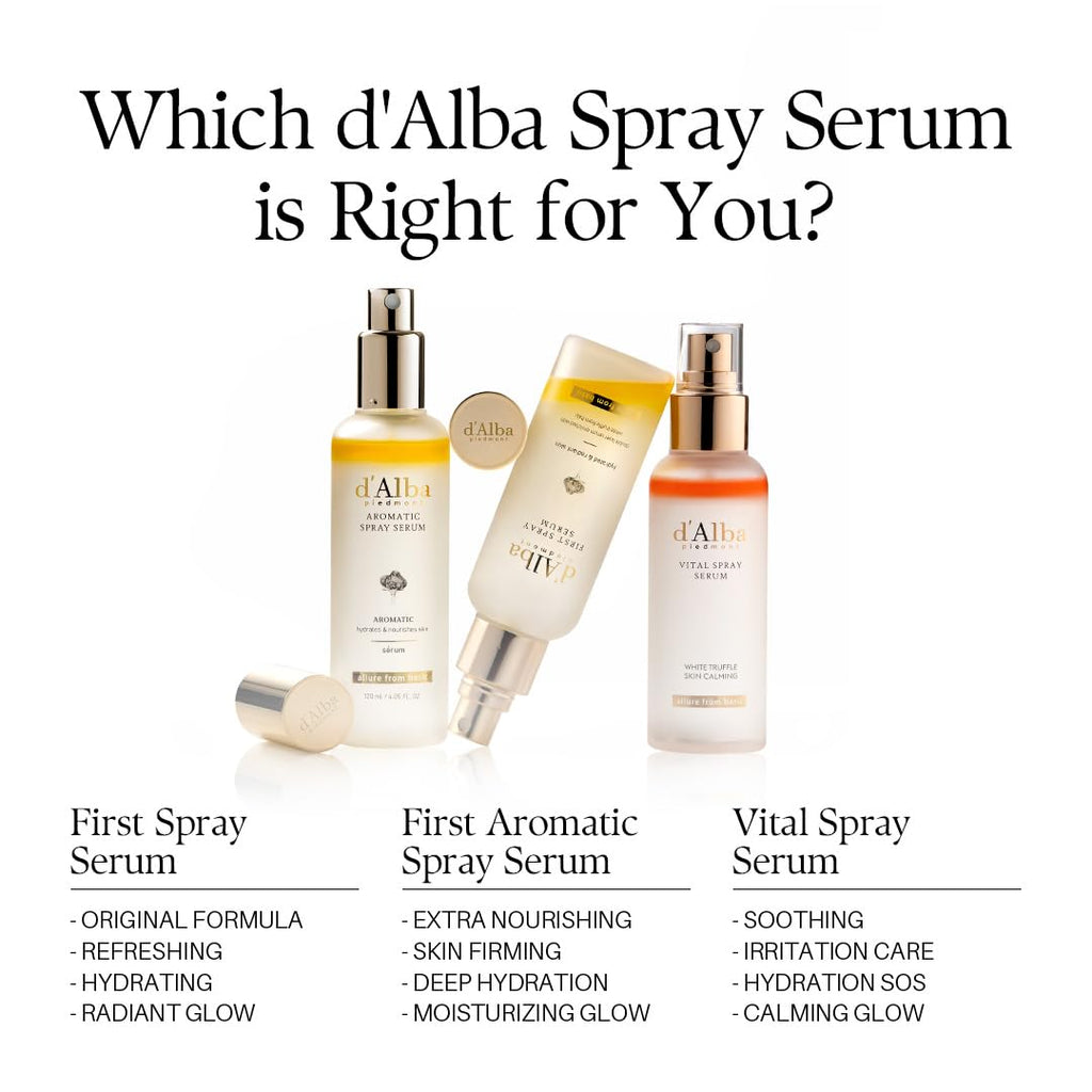 d'alba Piedmont Italian White Truffle First Aromatic Spray Serum, Fragrant VEGAN Glowy Antioxidant Face Mist, Deep Hydration Skin Firmness, Korean Skin Care (2.02 fl.oz)