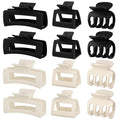 SMKSL 3 Styles Hair Clips for Women Small Medium Big Claw Clips for Thin Thick Hair 12 Pcs Hair Claw Clips Hair Clips Combination Hair Accessories for Women (Black & White)