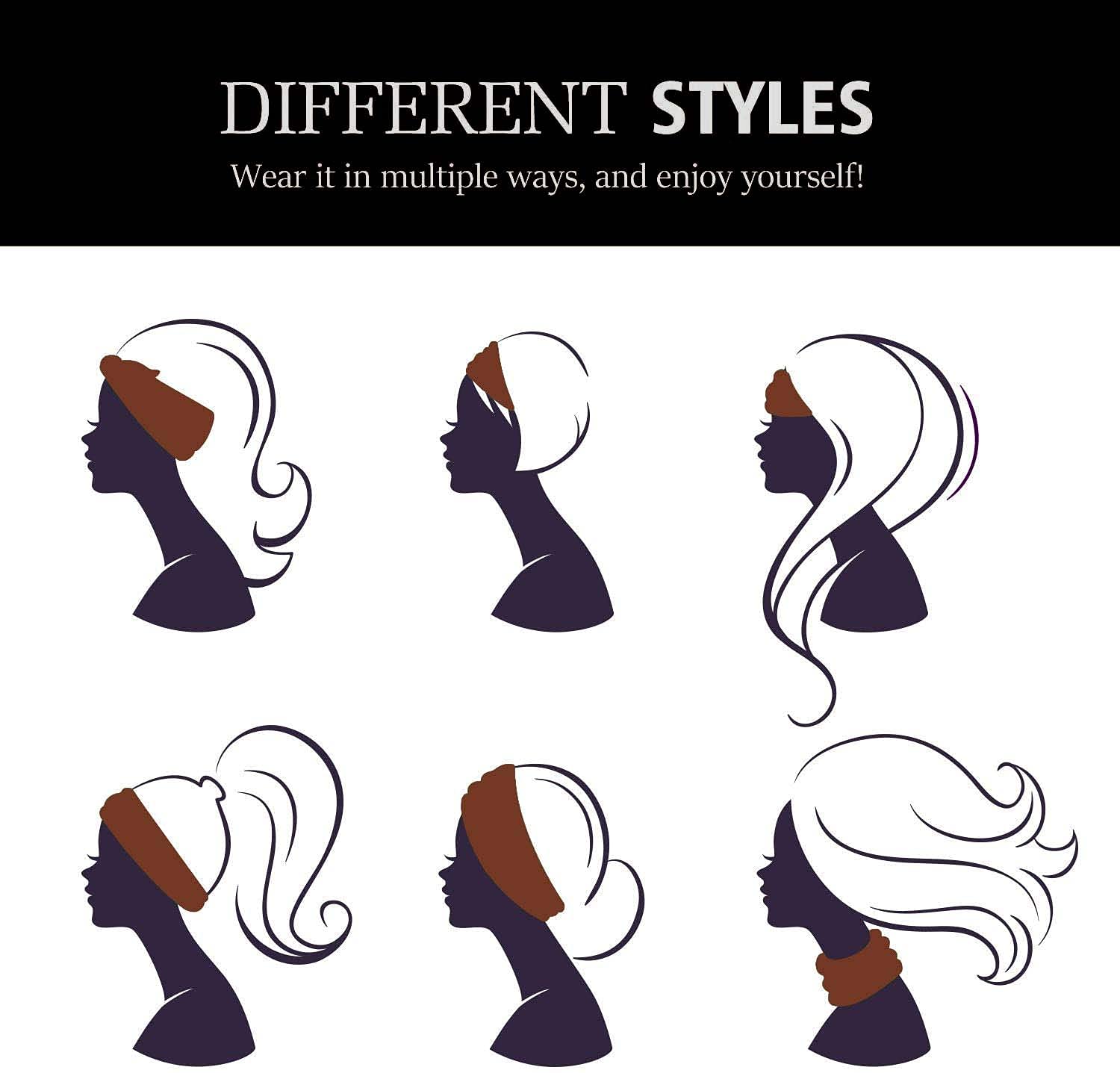 GiLi 2 Pack Wide Headbands for Women Boho African Knotted Non Slip Fashion Hair Bands Yoga Running Sports Workout Gym Head Wraps Elastic Soft Cotton Cloth Turbans Bandana for Girls (White,Black)