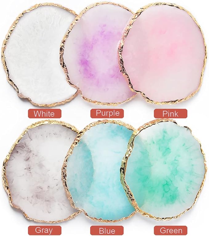 Resin Nail Art Palette, Nail Painting Mixed Color Palette, Gilded Edge Nail Gel Color Makeup Display Board Pallet (White)